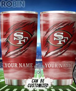 Personalized Name & Logo San Francisco 49ers Football Ripped Claw Tumbler