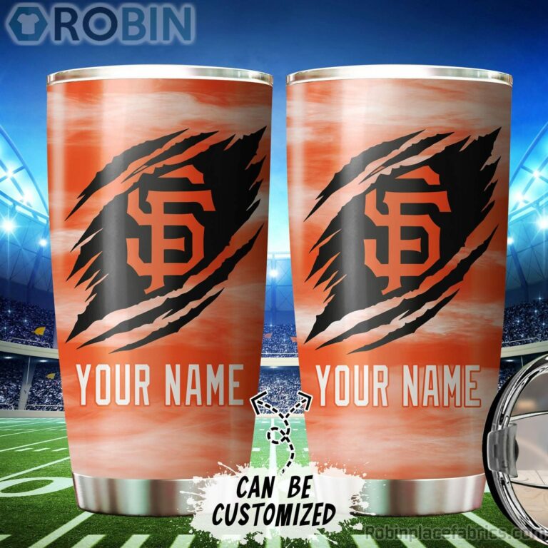 Personalized Name & Logo San Francisco Giants Baseball Ripped Claw Tumbler
