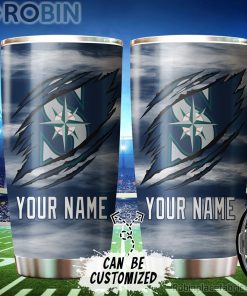 Personalized Name & Logo Seattle Mariners Baseball Ripped Claw Tumbler