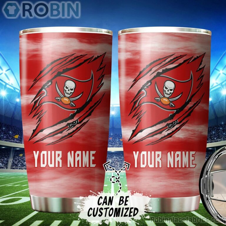 Personalized Name & Logo Tampa Bay Buccaneers Football Ripped Claw Tumbler