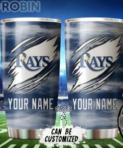 Personalized Name & Logo Tampa Bay Rays Baseball Ripped Claw Tumbler