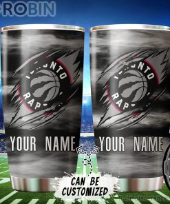 Personalized Name & Logo Toronto Raptors Basketball Ripped Claw Tumbler