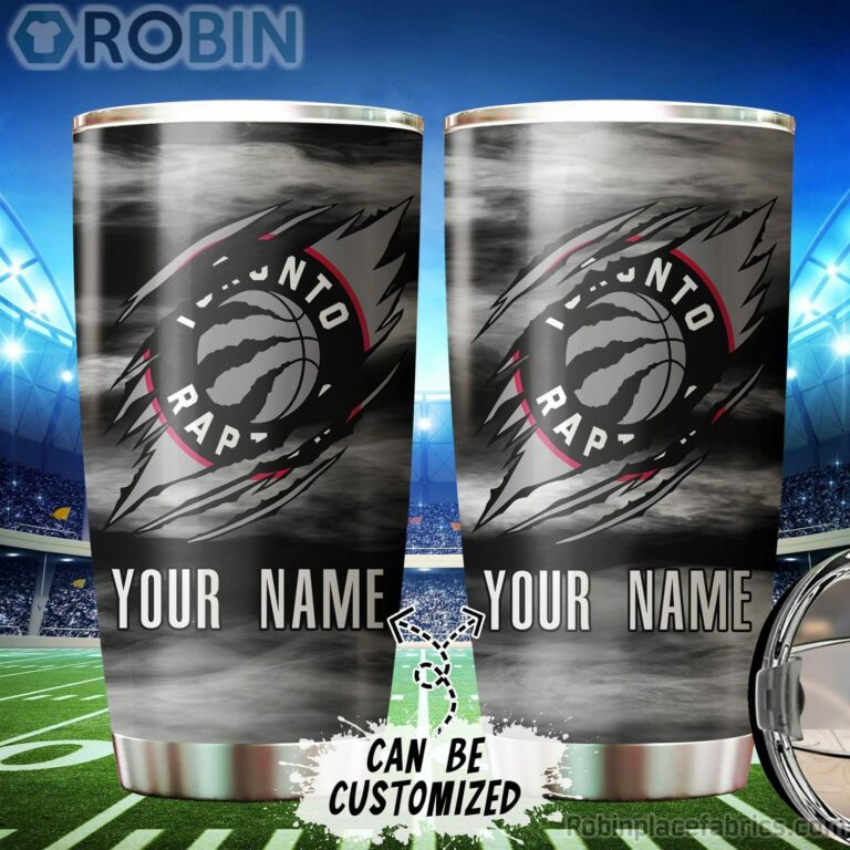 Personalized Name & Logo Toronto Raptors Basketball Ripped Claw Tumbler