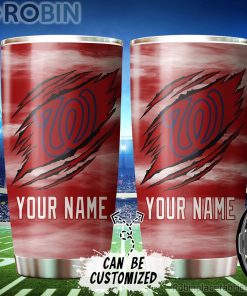 Personalized Name & Logo Washington Nationals Baseball Ripped Claw Tumbler