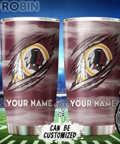 Personalized Name & Logo Washington Redskins Football Ripped Claw Tumbler