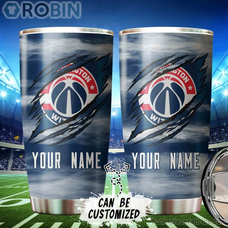 Personalized Name & Logo Washington Wizards Basketball Ripped Claw Tumbler