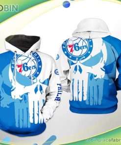 Philadelphia 76ers Nba Team Skull 3d Printed Hoodie
