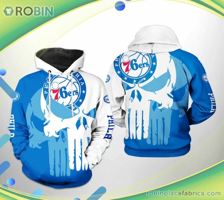 Philadelphia 76ers Nba Team Skull 3d Printed Hoodie