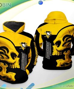 Pittsburgh Penguins Nhl Skull 3d Printed Hoodie