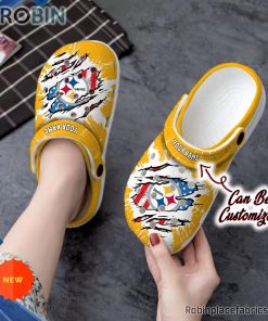 Pittsburgh Steelers Crocs – Personalized P.Steelers Football Ripped American Flag Clog Shoes