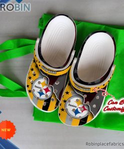 Pittsburgh Steelers Crocs – Personalized P.Steelers Team American Flag Line Clog Shoes