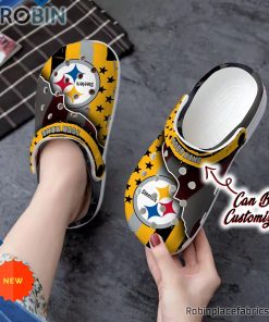 Pittsburgh Steelers Crocs – Personalized P.Steelers Team American Flag Line Clog Shoes