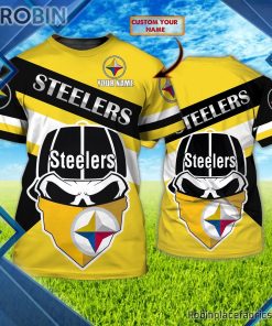 Pittsburgh Steelers Custom Shirt – Custom Name Skull Mask 3D T Shirt