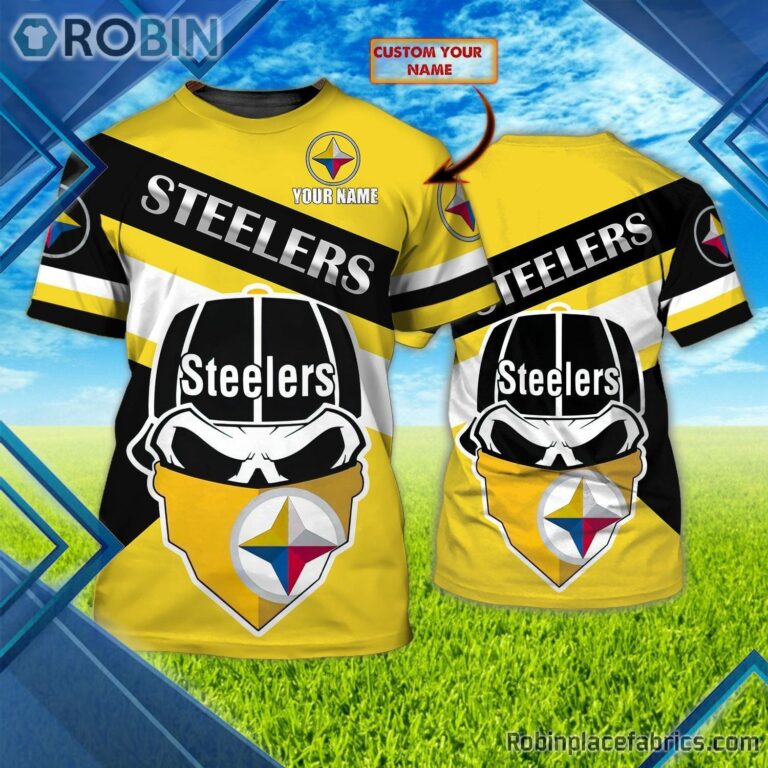 Pittsburgh Steelers Custom Shirt – Custom Name Skull Mask 3D T Shirt