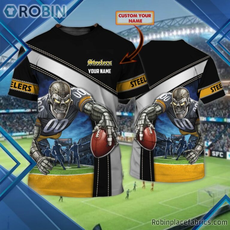 Pittsburgh Steelers Custom Shirt – Custom Name Skull Touchdown 3D T Shirt