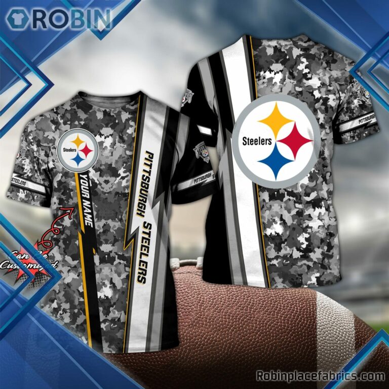 Pittsburgh Steelers Shirts – Personalized P.Steelers Football Team Camo 3D All Over Print T-Shirt