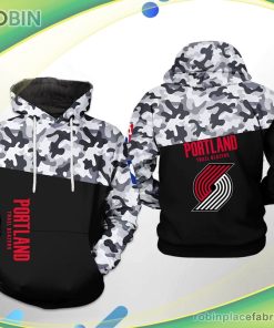 Portland Trailblazers Nba Camo Veteran Team 3d Printed Hoodie