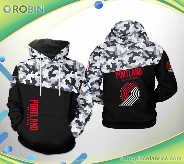 Portland Trailblazers Nba Camo Veteran Team 3d Printed Hoodie