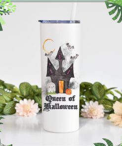 Queen Of Halloween – White Skinny Tumbler