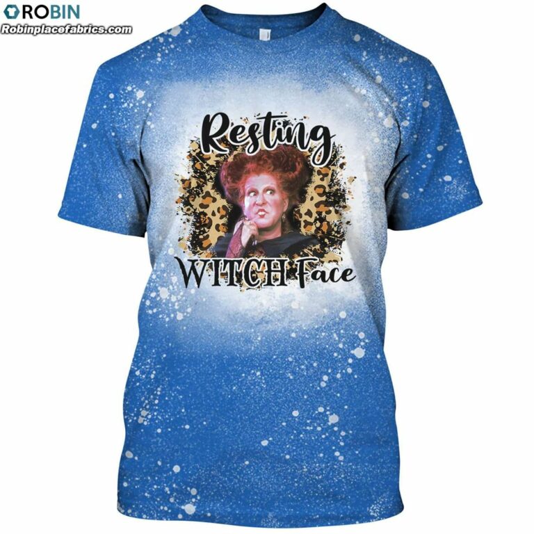Resting Witch Face Hocus Pocus Bleached T-Shirt – Halloween Sanderson Sisters Witches Bleached Tee