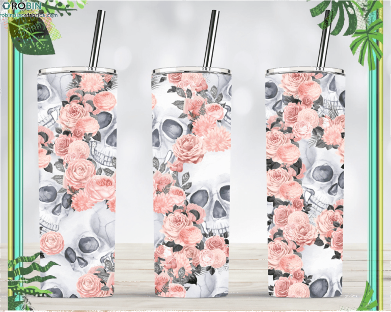 Rose Gold Rose Skull Halloween Tumbler Skinny Tumbler