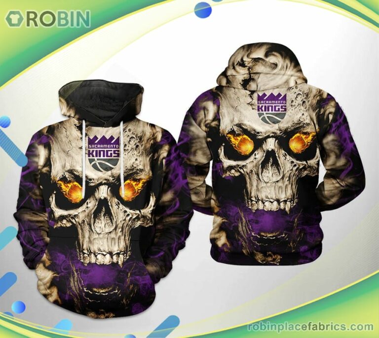 Sacramento Kings Nba Skull 3d Printed Hoodie