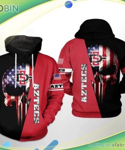 San Diego State Aztecs Ncaa Us Flag Skull 3d Printed Hoodie