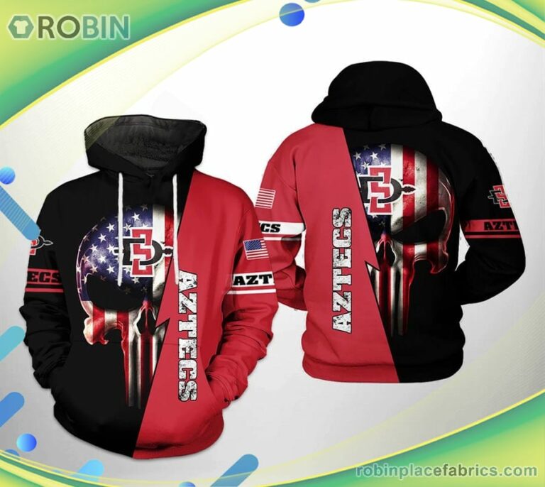 San Diego State Aztecs Ncaa Us Flag Skull 3d Printed Hoodie