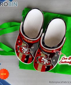 San Francisco 49ers Crocs – Personalized SF 49ers Team American Flag Line Clog Shoes
