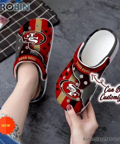 San Francisco 49ers Crocs – Personalized SF 49ers Team American Flag Line Clog Shoes