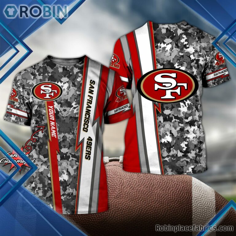 San Francisco 49ers Shirt – Personalized SF 49ers Football Team Camo 3D All Over Print T-Shirt