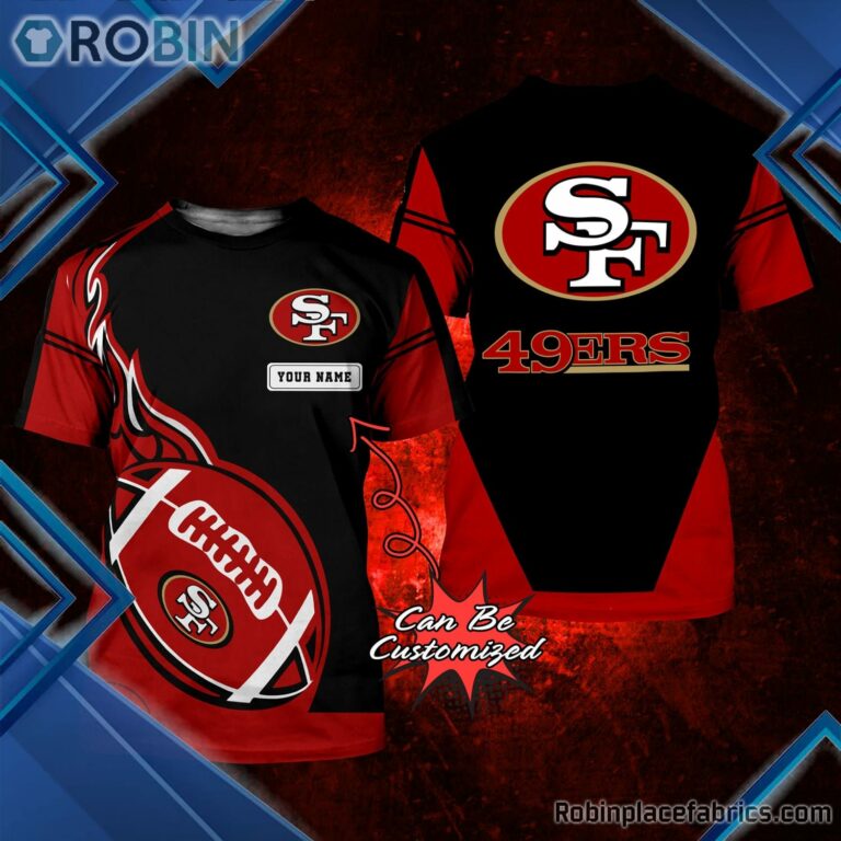 San Francisco 49ers Shirt – Personalized SF 49ers Rugby Fire Football 3D All Over Print T-Shirt