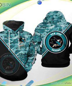 San Jose Sharks Nhl Camo Team 3d Printed Hoodie