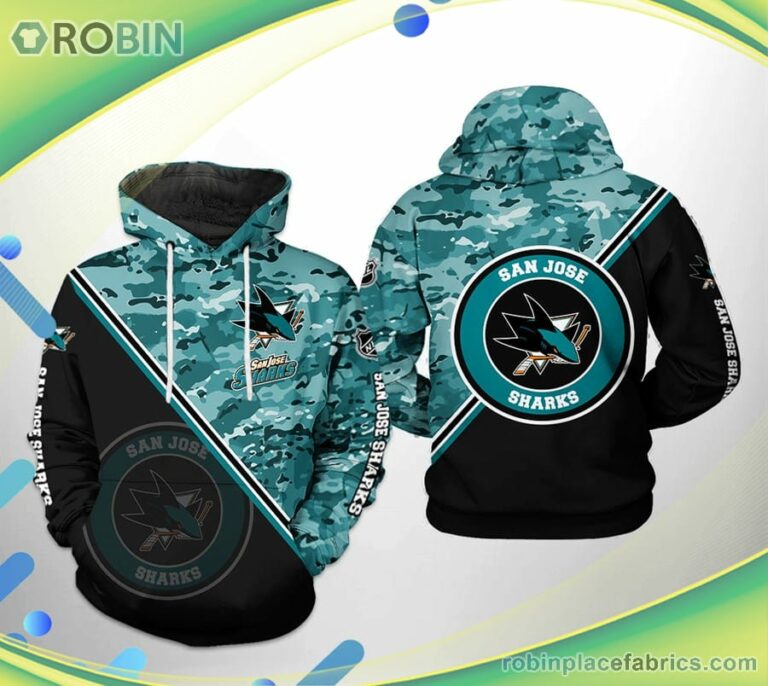 San Jose Sharks Nhl Camo Team 3d Printed Hoodie