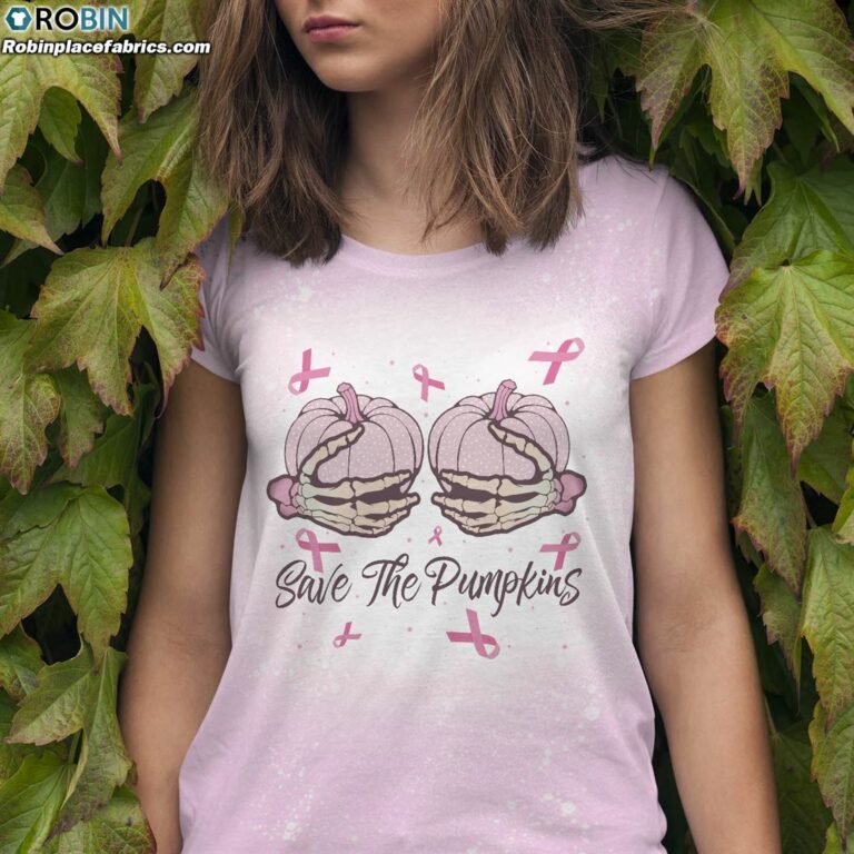 Save The Pumpkins Bleached T-Shirt –  Pink Ribbon Bleached Shirt