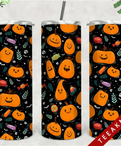 Seamless Halloween Pumpkin Skinny Tumbler Pumpkins Seamless Pattern
