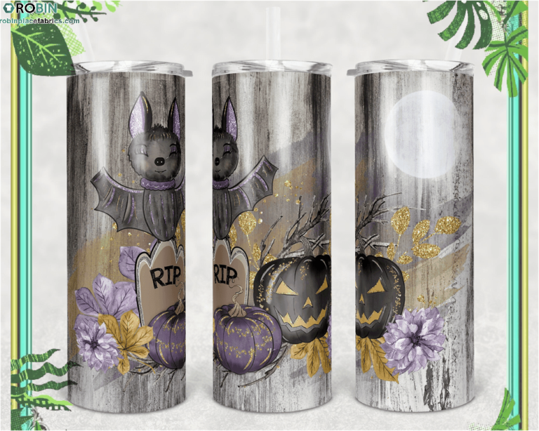 Skinny Tumbler Cute Bat Halloween Design Tumblers