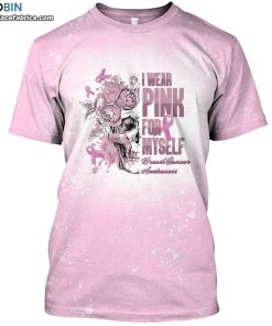 skull i wear pink for myself breast cancer awareness bleached t shirt breast cancer survivor shirt 1 CddlN