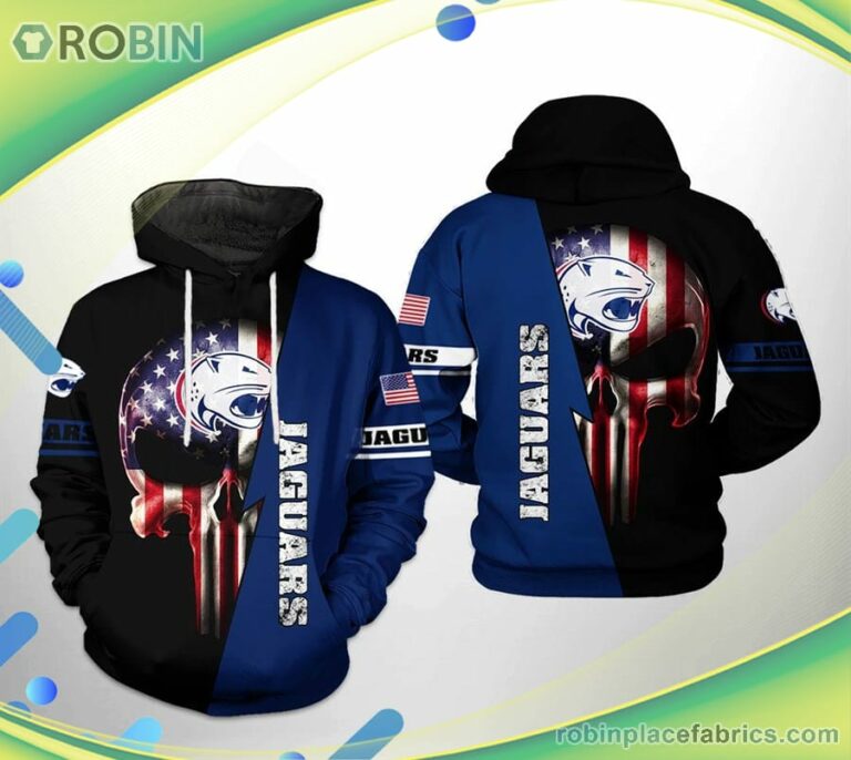 South Alabama Jaguars Ncaa Us Flag Skull 3d Printed Hoodie