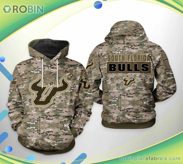 South Florida Bulls Ncaa Camo Veteran 3d Printed Hoodie