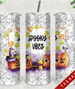 Spooky Vibes Pumpkin Halloween Skinny Tumbler