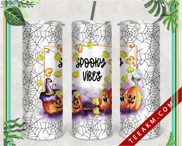 Spooky Vibes Pumpkin Halloween Skinny Tumbler