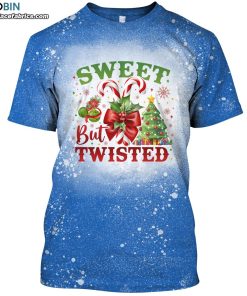 sweet but twisted christmas funny with candy canes bleached t shirt 1 VtazU