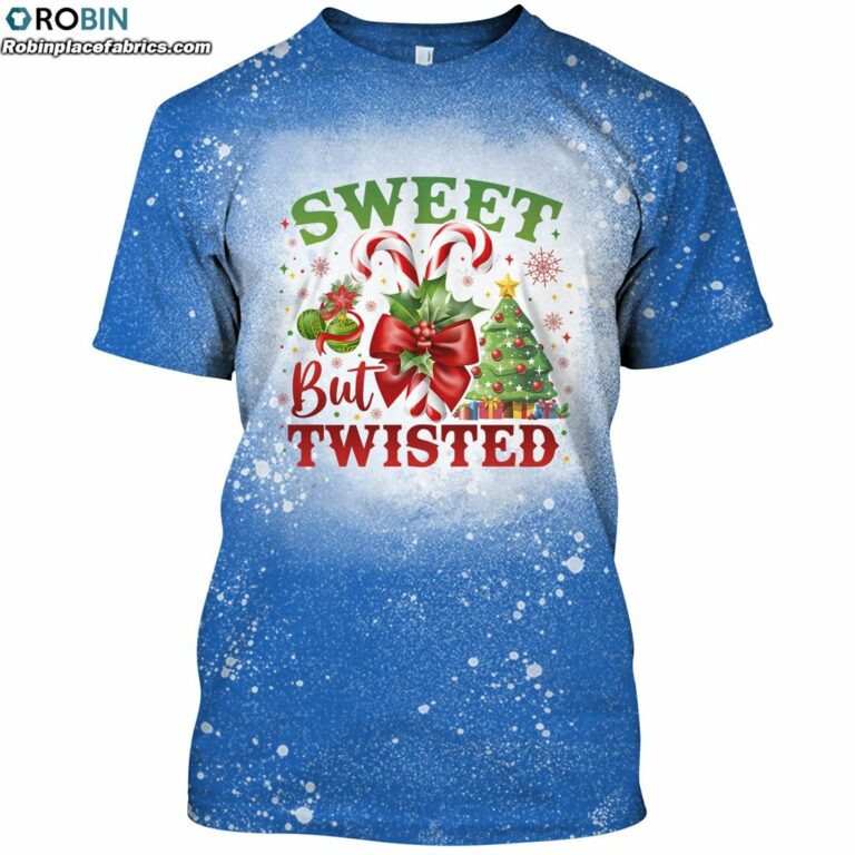 Sweet But Twisted Christmas Funny With Candy Canes Bleached T-Shirt