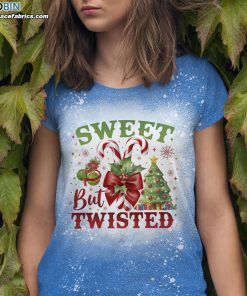 Sweet But Twisted Christmas Funny With Candy Canes Bleached T-Shirt