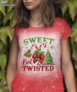 sweet but twisted christmas funny with candy canes bleached t shirt 3 EupUo