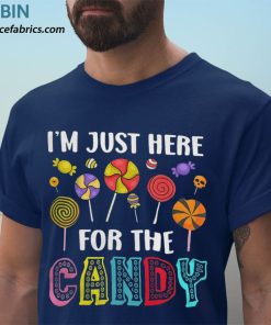 t shirt navy halloween im just here for the candy seehdp
