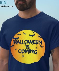 t shirt navy halloween is coming with spiders and bats lqyv9x