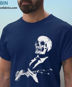 t shirt navy playing skull band music skeleton halloween scdnsx
