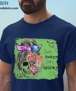 t shirt navy sweet and spooky bun hair pumpkin leopard halloween costume lkmfbf